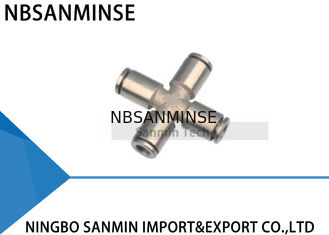PZT 4 Way Tabung Palang Union Manifold Connector Pneumatic Pipe Fiting Dorong Coupler Sanmin