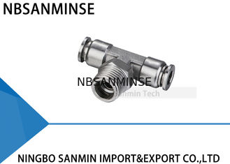 NBSANMINSE SSPT M5 M6 1/8 1/4 3/8 1/2 SS316L Stainless Steel Mendorong Pneumatik Food Grade Pria Cabang Tee Pas