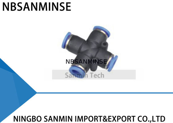 PZ Sama Dengan 4 Cara Tabung Palang Union Manifold Connector Pneumatic Pipe Fitting Dorong Coupler Sanmin