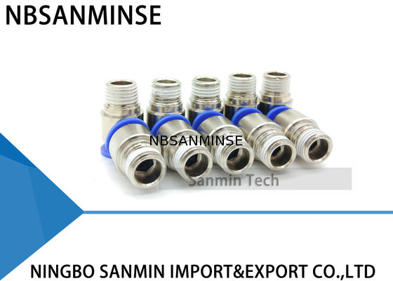 POC Tube Plastik Pneumatic Parts Putaran Male Lurus Pneumatic Dorong Dalam Koneksi Fitting Connector Sanmin