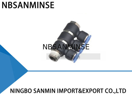Tabung Universal Tiga Cabang Union Fitting Plastik Banjo Air Push Dalam Putar Quick Connector Sanmin