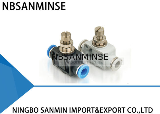 PA Pneumatic Fittings Komponen Manual Plastik Union Lurus Gubernur Throttle Valve Rapid Push Pipe Fittings Sanmin