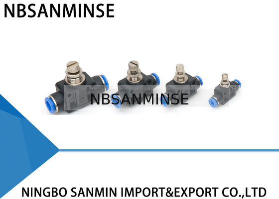 PA Pneumatic Fittings Komponen Manual Plastik Union Lurus Gubernur Throttle Valve Rapid Push Pipe Fittings Sanmin