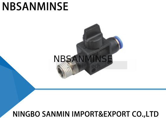 HVSF Pneumatic Flow Control Valve Benang Tangan Ke Konektor Selang Push In 2Way / 3 Way Fiting Sanmin