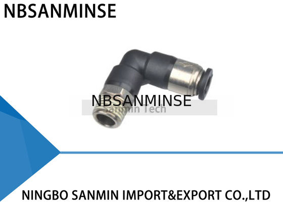 SPL Pria Thread Gelar L Type Pneumatic Fittings Siku Air Stop Valve Konektor Cepat Sanmin
