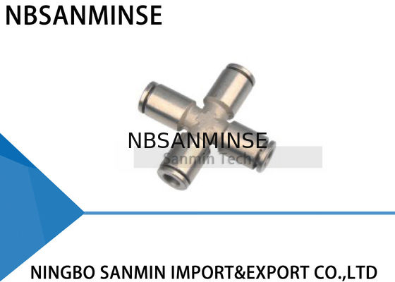 PZT 4 Way Tabung Palang Union Manifold Connector Pneumatic Pipe Fiting Dorong Coupler Sanmin