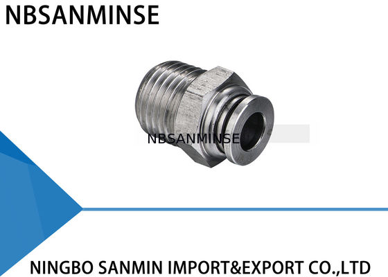 Pneumatic Air Fittings Stainless Steel Mendorong Pas Food Grade Di Pria Lurus