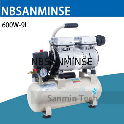 600W - 9L Mini Kompresor Udara Oilless Tekanan Tinggi Desain Bisu Kayu Bekerja Aplikasi Rumah AC220V Sanmin Berkualitas Tinggi