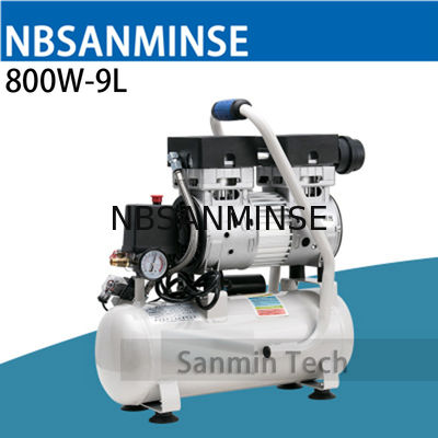 800 W - 9L Mini Kompresor Udara Oilless Tekanan Tinggi Desain Bisu Kayu Bekerja Aplikasi Rumah AC220V Sanmin Berkualitas Tinggi